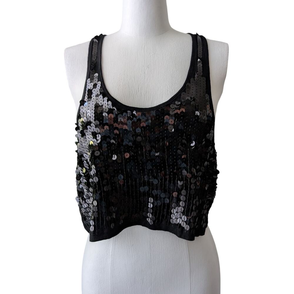 Nwt Urban Behavior y2k 00s black sequin crop top sz med